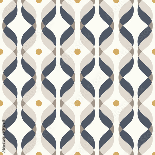 Ogee seamless vector curved pattern, abstract geometric background. Mid century modern wallpaper pattern.
