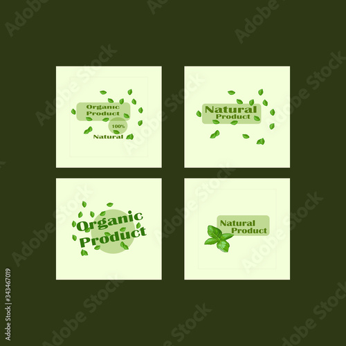 Collection of stylish full vegan logo - natural, organic food flat design. Vegan card
