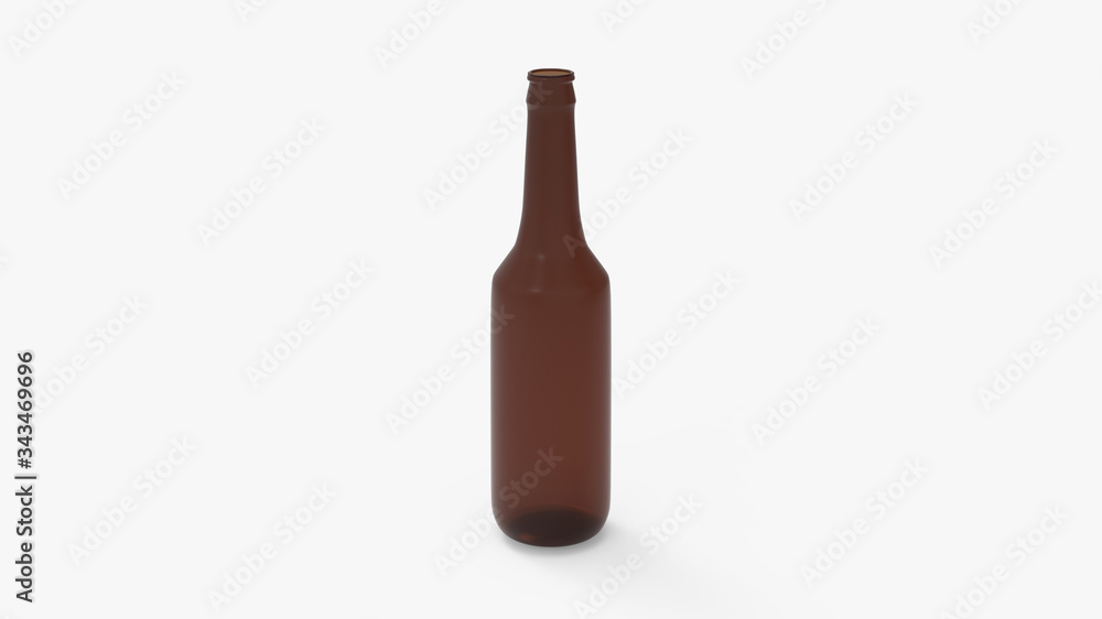 Brown soda bottle. Beer bottle. Isolated on white. Clipping path. 3D Rendering. Brown soda bottle. Beer bottle. Isolated on white. Clipping path. 3D Rendering.