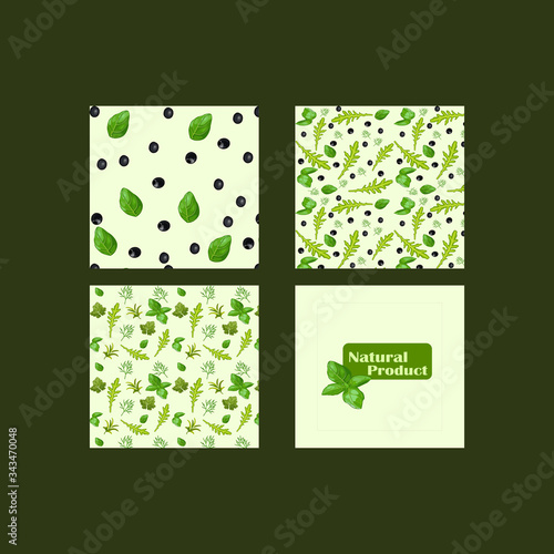 Collection of stylish full vegan logo - natural, organic food flat design. Vegan food pattern and beautiful vegan organic card vector template.