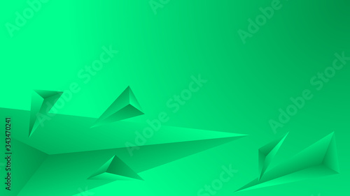 Abstract green polygon on gradient background. Vector illustration