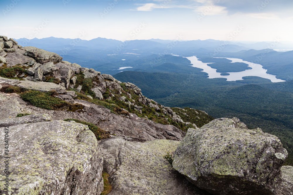 Rocks and Adirondack Mountains view Rocks and Adirondack Mountains view