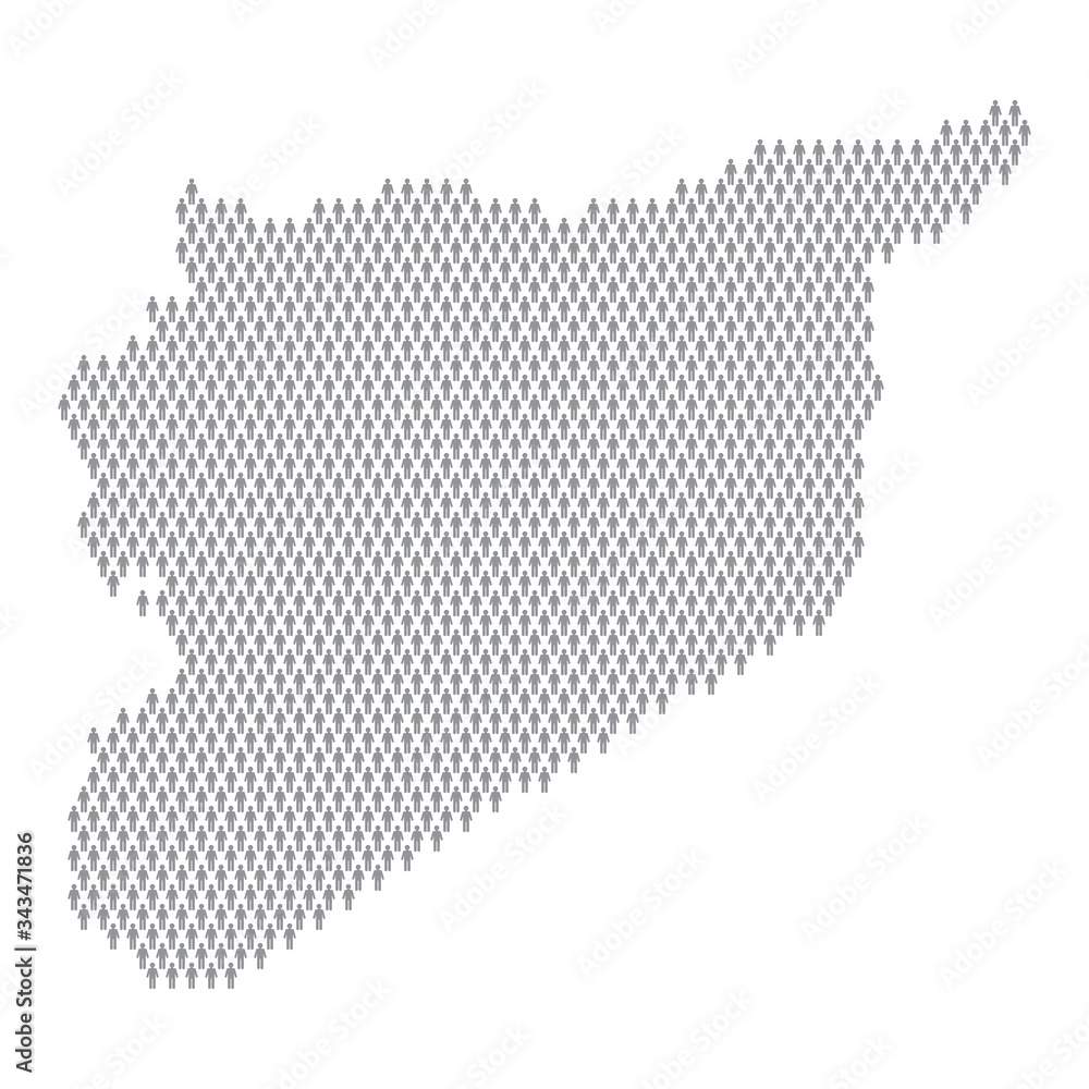 Syria population infographic. Map made from stick figure people
