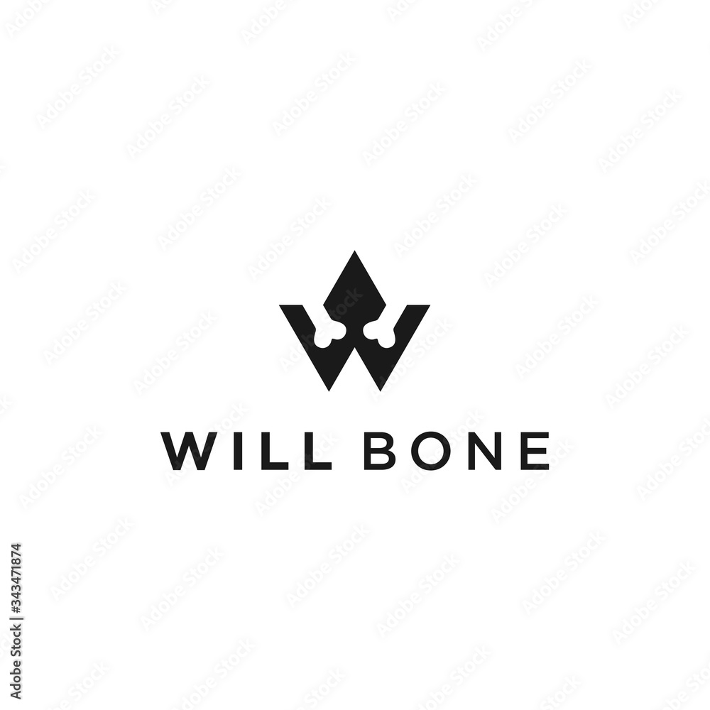 w bone logo icon vector designs