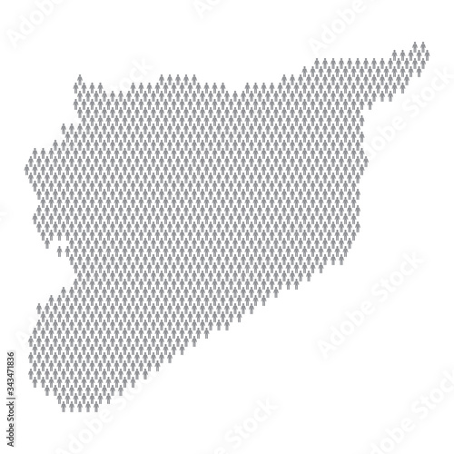 Syria population infographic. Map made from stick figure people