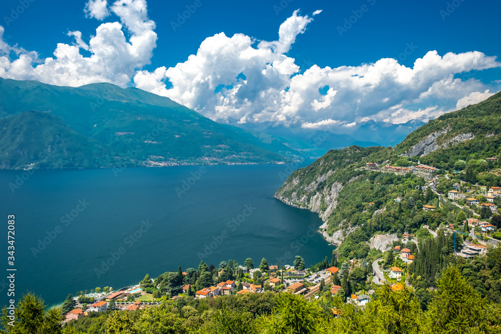 Lake Como and the city of Varenna, Italy