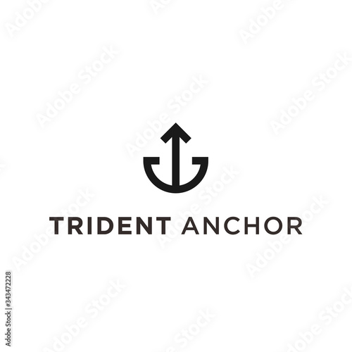 trident anchor logo icon vector designs