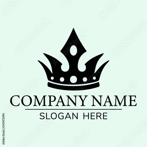 Logo template with crown. A symbol of luxury, premium quality, exclusive status, privileged membership, glamor. Elegant vector illustration.