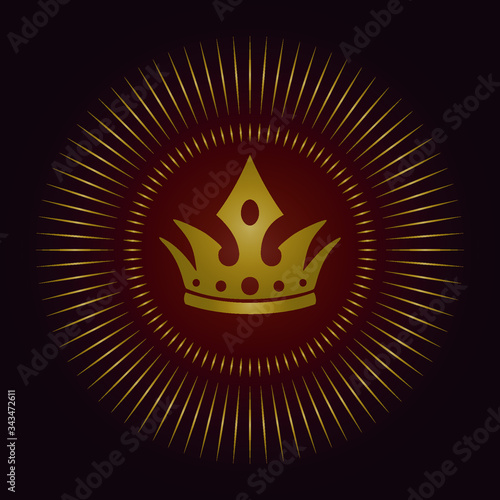 Emblem with a crown, on a dark background. A symbol of luxury, premium quality, exclusive status, privileged membership, glamor. Elegant vector illustration.