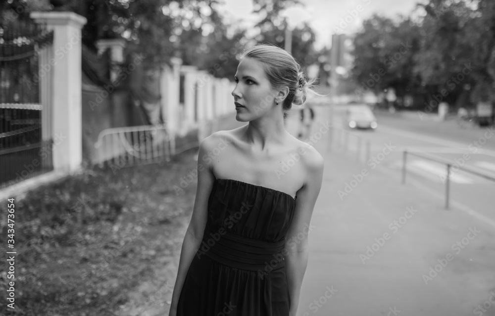 Black and white portrait of beautiful young woman. Black and white portrait of beautiful young woman.