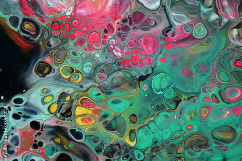  watercolor abstract background with bubbles and cells.Colorful colorful banner