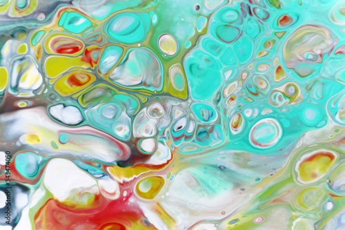  watercolor abstract background with bubbles and cells.Colorful multicolor banner