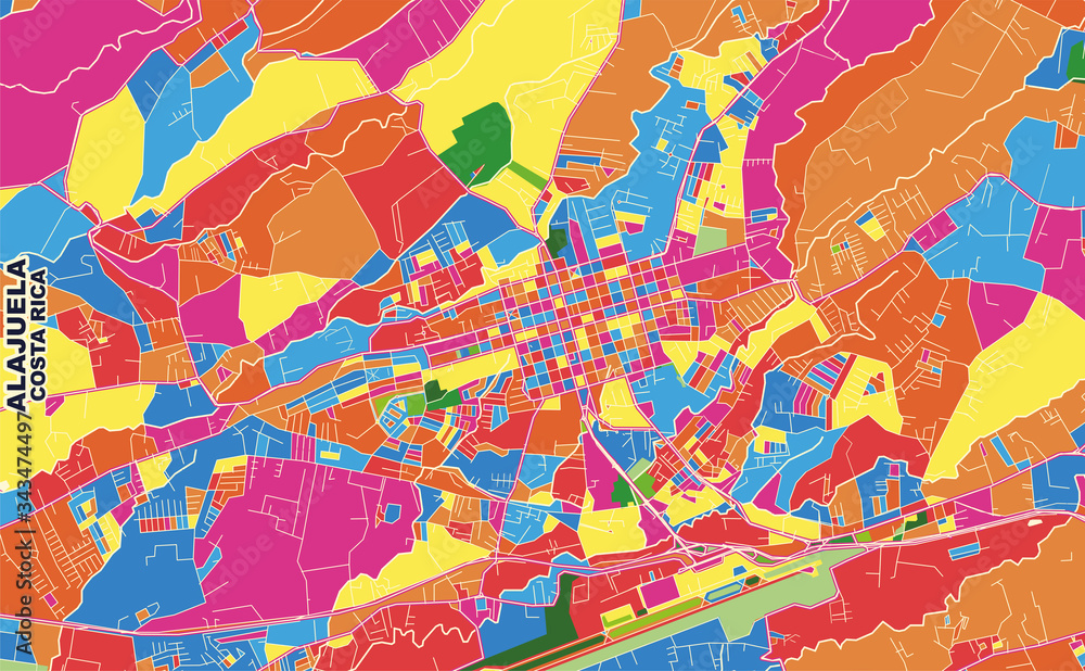 Alajuela, Alajuela, Costa Rica, colorful vector map