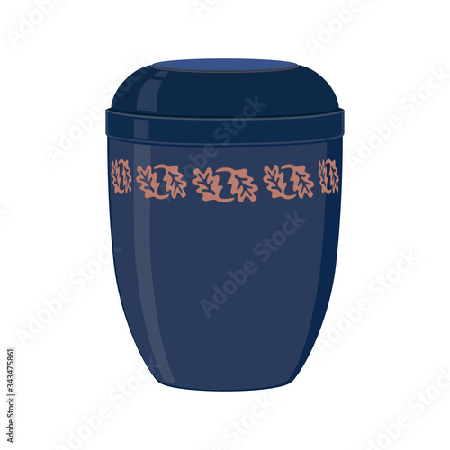 Urn for ashes. Symbols for the funeral service. Vector illustration.