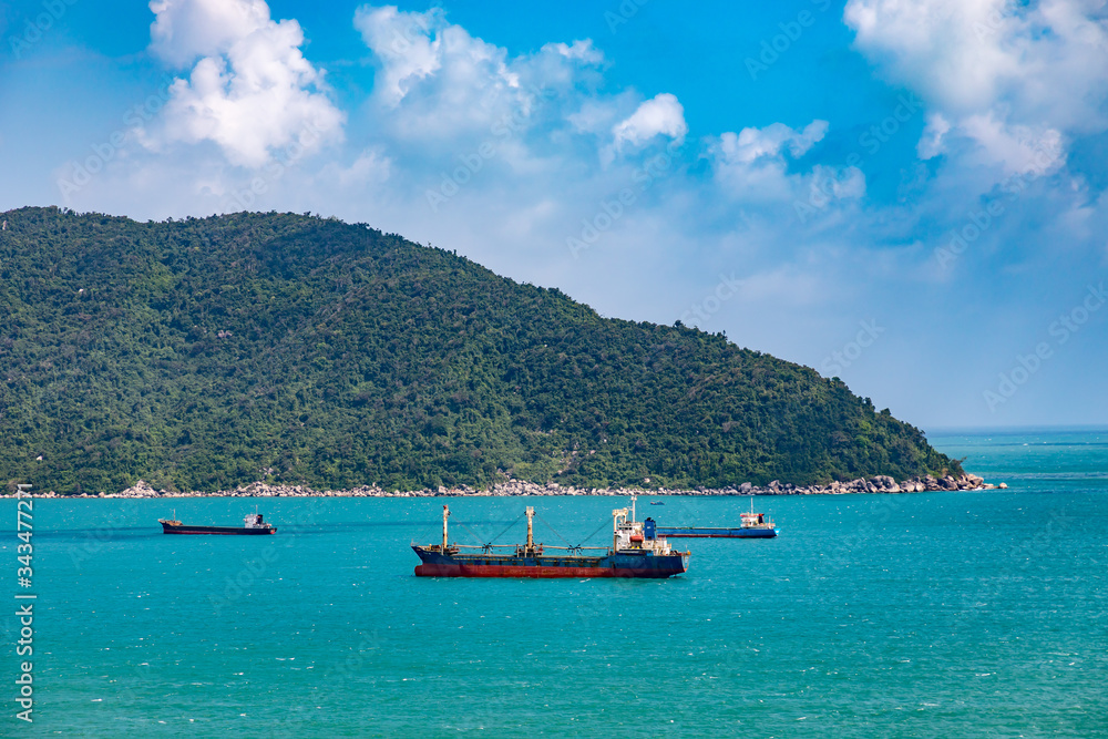 Ships in a bay in Vietnam