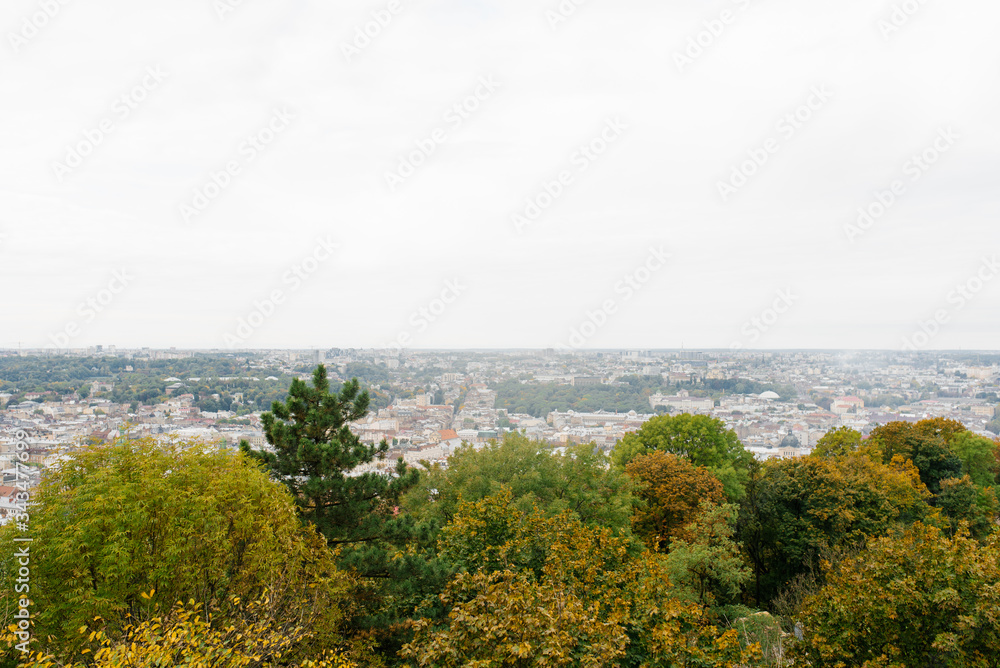 Lviv, Ukraine. October 2019. Panoramic view of the city from the castle hill Lviv, Ukraine. October 2019. Panoramic view of the city from the castle hill