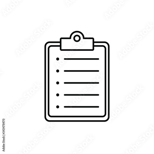 Clipboard with list icon, symbol for web site and app design. Vector illstration.