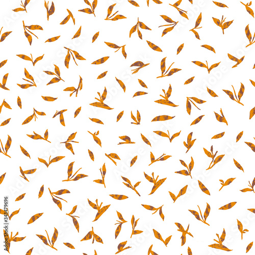 Seamless pattern with small leaves on white background