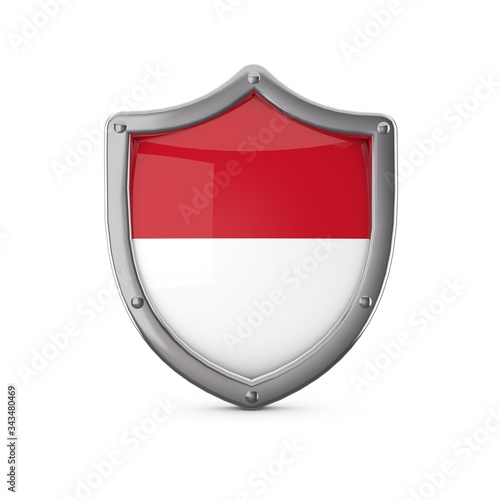 Free Download Indonesia security concept. Metal shield shape with national flag - GFXLoad