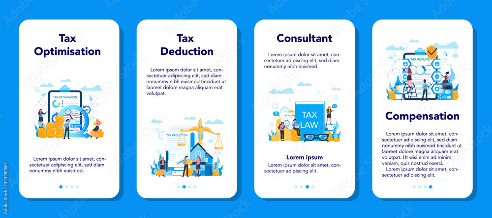 Tax consultant concept mobile application banner set.