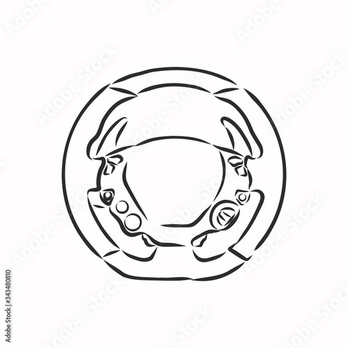 Steering wheel. Doodle style. car steering wheel, vector sketch illustration