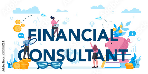 Financial consultant typographic header concept. Business character