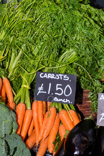 Local produce for sale, carrots