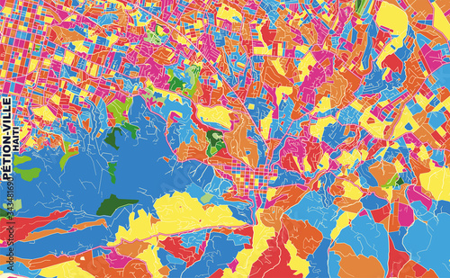 P  tion-Ville  Ouest  Haiti  colorful vector map