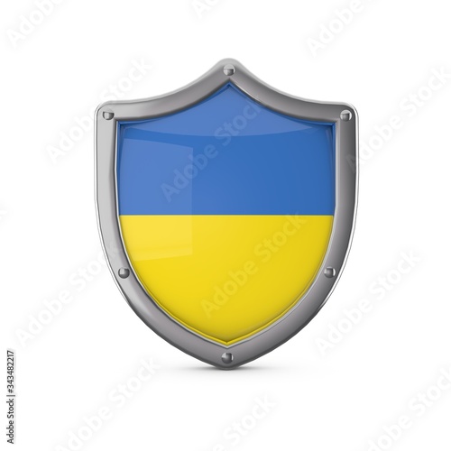 Ukraine security concept. Metal shield shape with national flag Free Download Ukraine security concept. Metal shield shape with national flag - GFXLoad