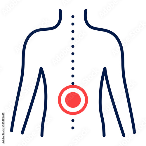 Arthritis lower back color line icon. Isolated vector element. 