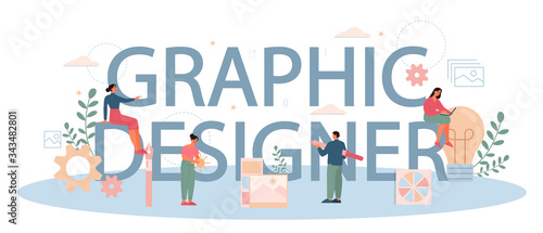 Graphic designer or digital illustrator typographic header concept.