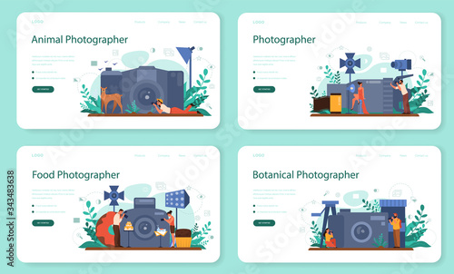 Photographer web banner or landing page set. Professional