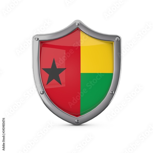 Free Download Guinea Bissau security concept. Metal shield shape with national flag - GFXLoad