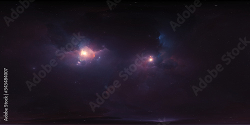 360 degree stellar system and nebula. Panorama  environment 360   HDRI map  15000x7500 . Equirectangular projection  spherical panorama