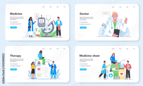 Healthcare concept web banner or landing page set.