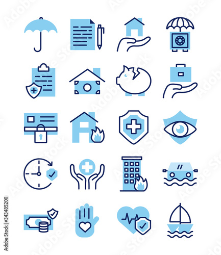 bundle of insurance set icons