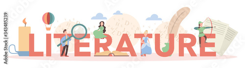 Literature school subject typographic header concept. Idea of