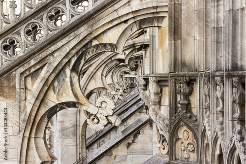 Fragment of the decorated roof of the Cathedral of Milan - Duomo di Milano, Italy