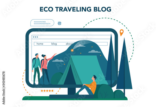 Eco tourism and eco traveling online service or platform. Eco friendly