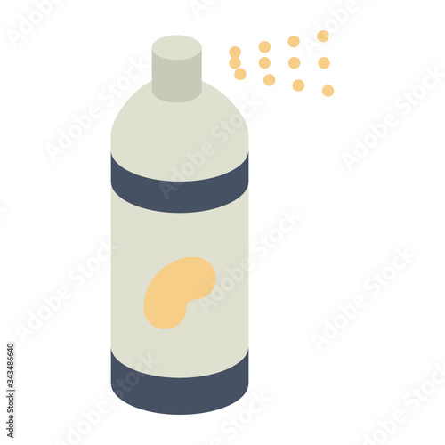 Alcohol-based liquid for Bacterial reduction Vector Color Icon, Disinfectant spray concept, coronavirus prevention symbol on white background,  Rubbing alcohol Bottle Design 