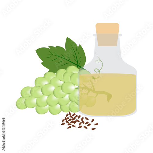 Grapeseed organic oil in glass bottle vector illustration