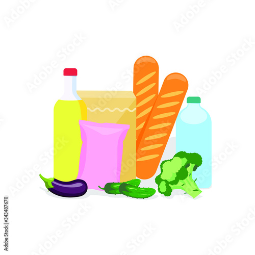 Food isolated on a white background. Food delivery. Food donation.