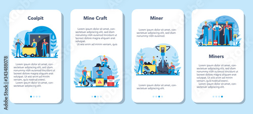Coal or minerals mining mobile application banner set