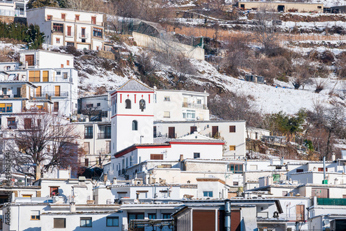 a layer of snow in the town of Trevelez (Spain)