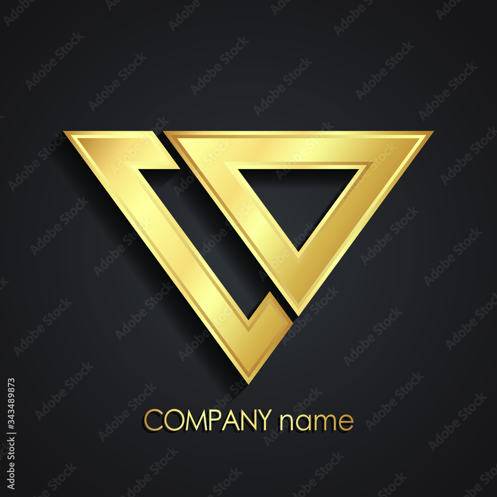 3d shiny golden line triangle logo 3d shiny golden line triangle logo