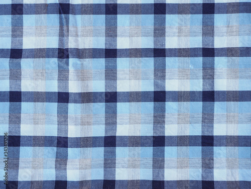 Blue colour tone of gingham textile 