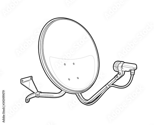 Satellite dish tv. Parabolic mirror plate. Radio signal, television, internet.