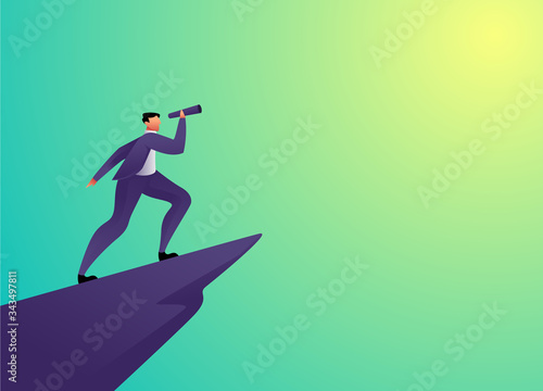 Businessman concept standing with telescope vector illustration