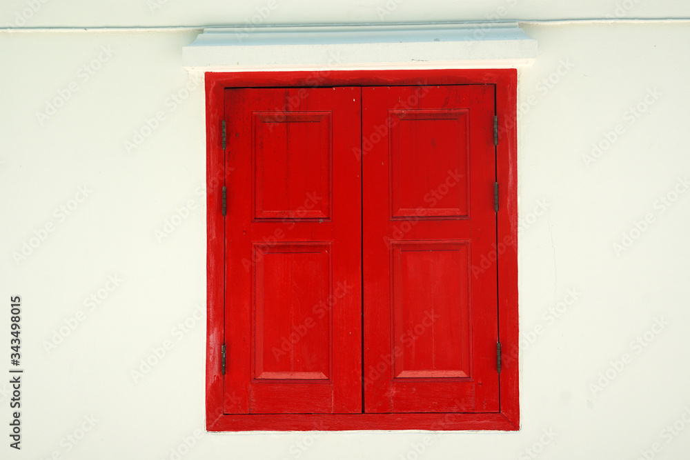 Red Wooden door on white wall texture background - abstract surface with copy space Red Wooden door on white wall texture background - abstract surface with copy space
