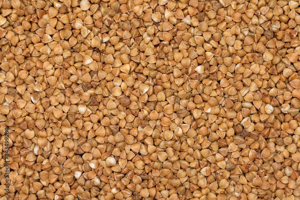 A close up of a raw buckwheat A close up of a raw buckwheat